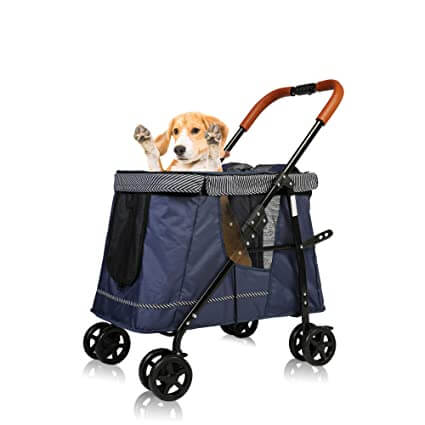 LUCKYERMORE One Click Folding Dual Entry Dog Stroller for Large Dog