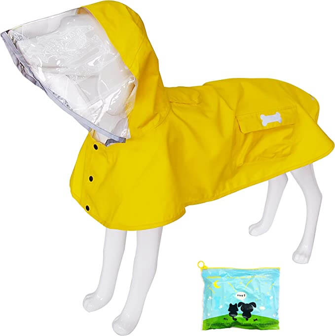 Mamore Adjustable Reflective Lightweight Pet Rain Clothes with Poncho Hood