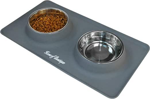 Nepfaivy Spill Proof Cat Water Bowls Stainless with Non Skid Silicone Mat