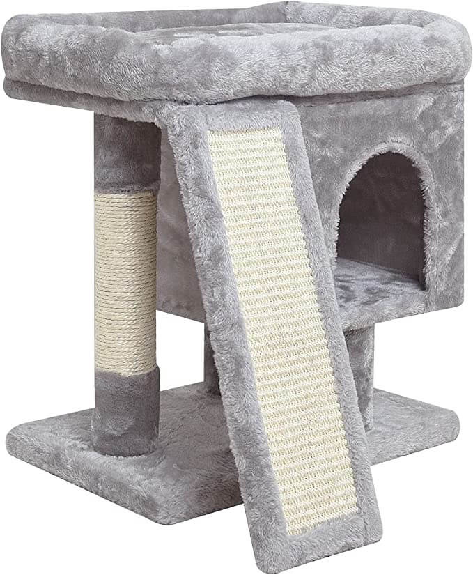 SYANDLVY Cat Activity Tower with Plush Perch Scratching Post and Board
