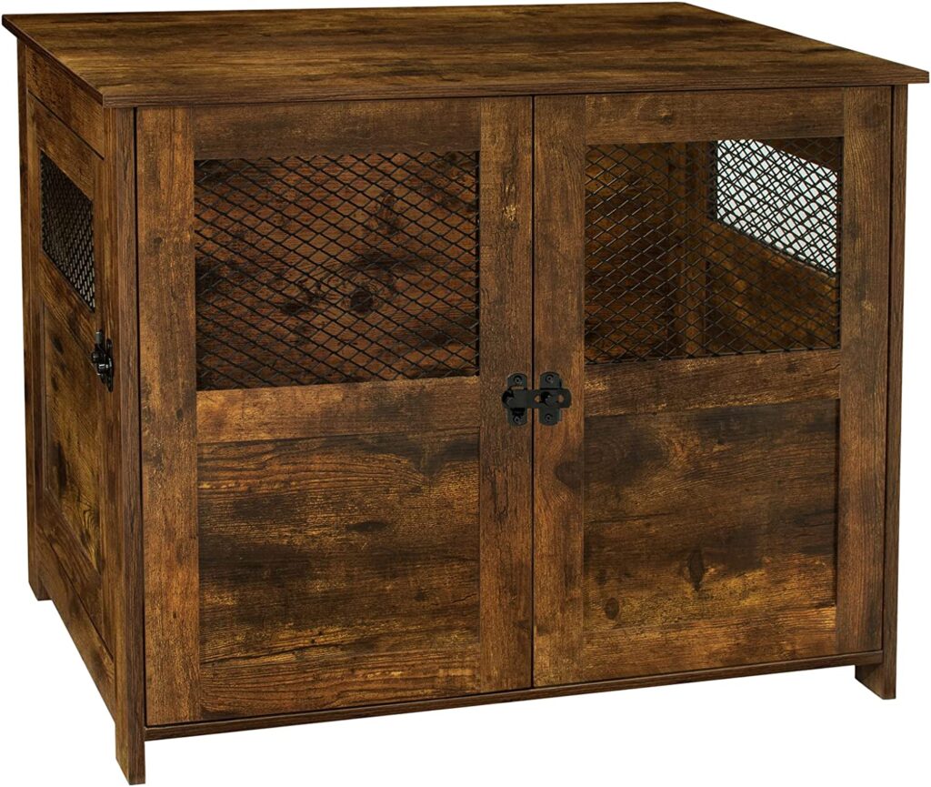 DINZI LVJ Double Door Dog Crate Furniture with Chew Resistant Dense Mesh