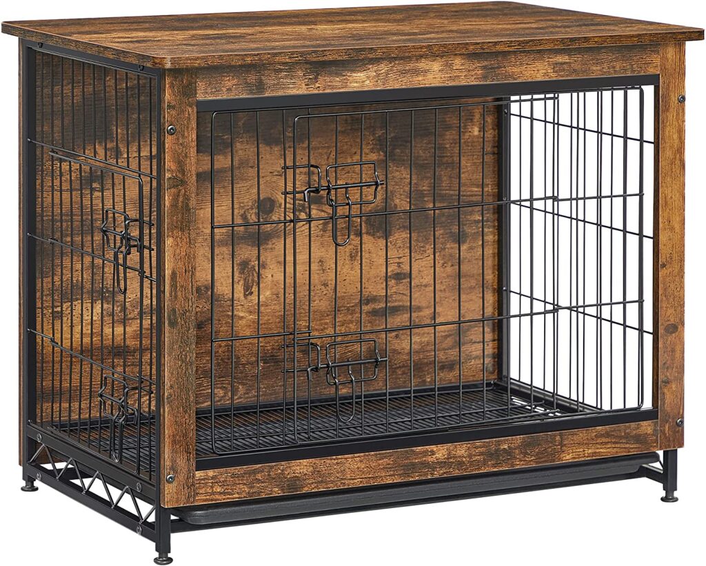 FEANDREA Double Door Dog Crate Side End Table with Multi Purpose Removable Tray